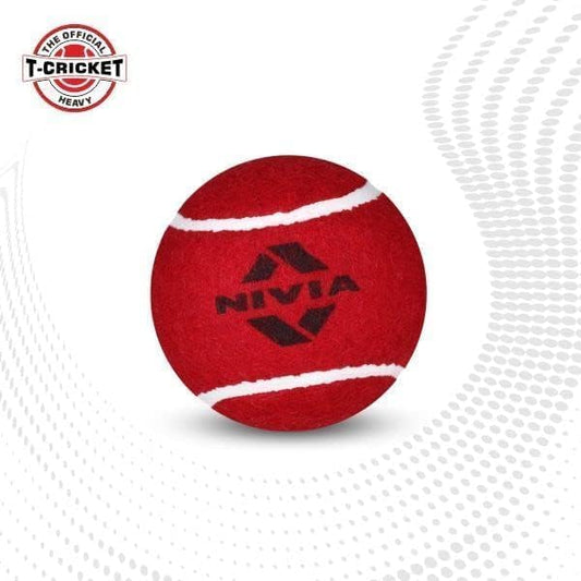Nivia Heavy Weight Tennis Cricket Ball, Tennis Ball for Cricket, Practice Ball, Street Match Ball, Training Ball for Outdoor & Indoor, Heavy Tennis Balls for Players (Red, Pack of 1)