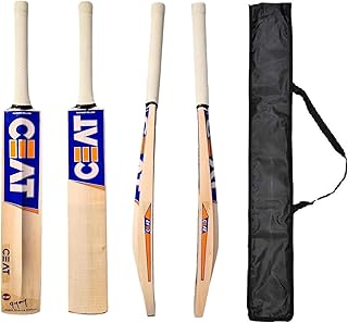 CEAT Kashmiri Willow Cricket Bat Hard Pressed Shaped for Superb Stroke Full Size Light Wait with Bat Cover