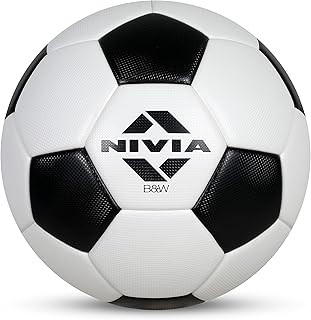 Nivia B&W Football, Thermobond, 32 Panels, Suitable for Soft & Wet Ground, Hard Ground, Football for Men and Women Size-5 (Black and
