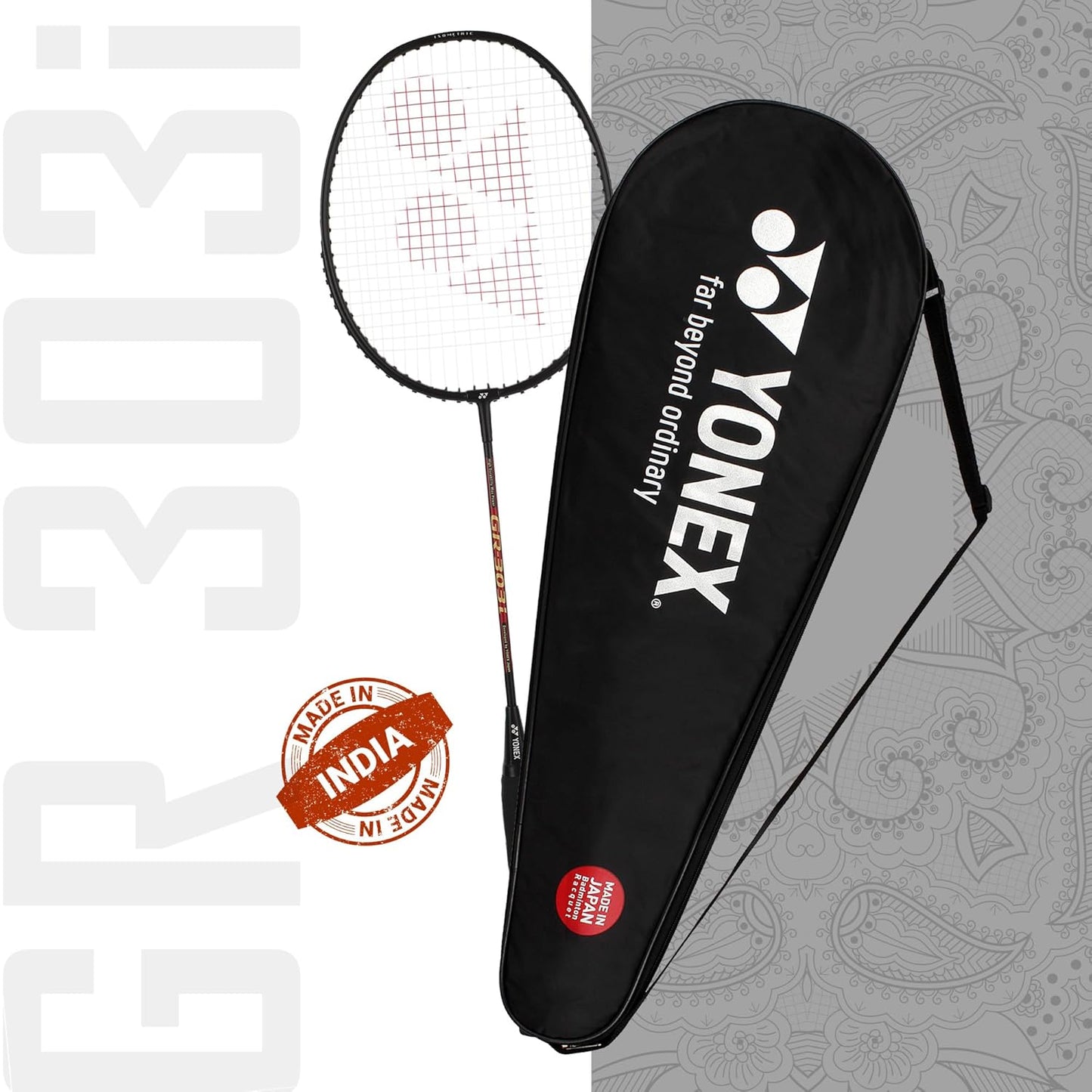 Yonex GR 303i Black Aluminium Badminton Racquet with Full Cover(Made in India)