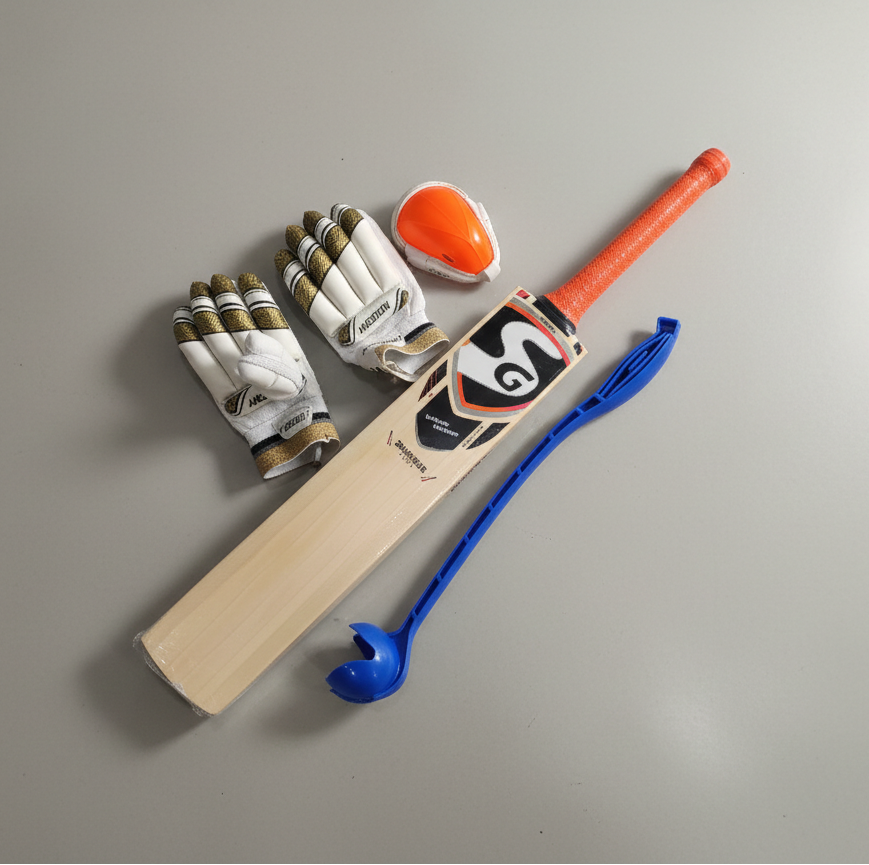 SG Thunder Plus All-in-One Cricket Kit Combo (Bat + Gloves + Guard + Thrower)